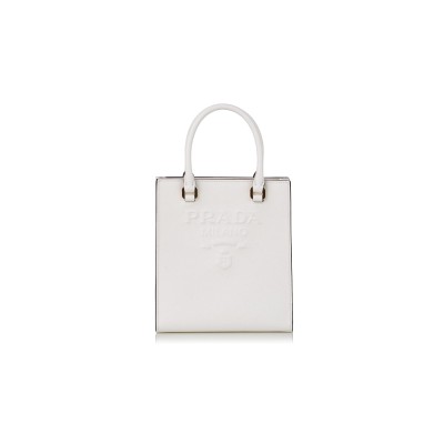 PRADA WHITE SMALL SAFFIANO LEATHER SATCHEL 1BA333 (19*17*6cm) 